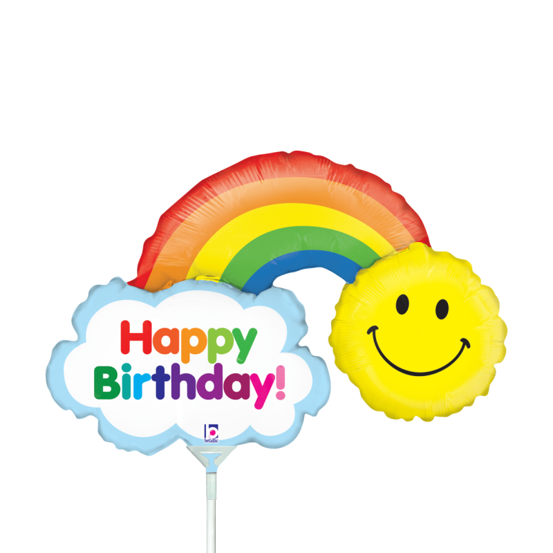 Globo MINI SHAPE 14 Happy Birthday Rainbow